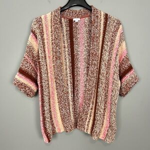J. Jill Chunky Knit Cardigan Sweater Women’s Size L Petite Artsy Cotton Blend